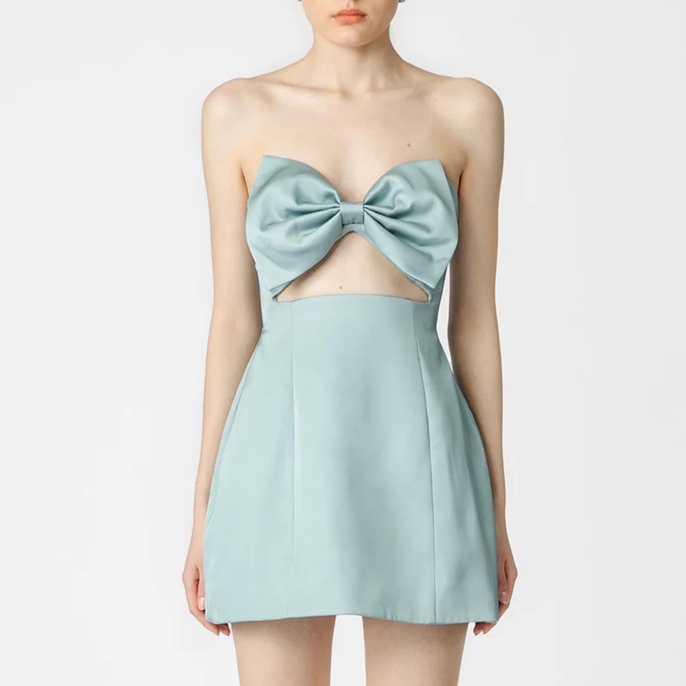 Brand New- Sau Lee Estelle Strapless Mini Dress in Moonmist Blue 🦋